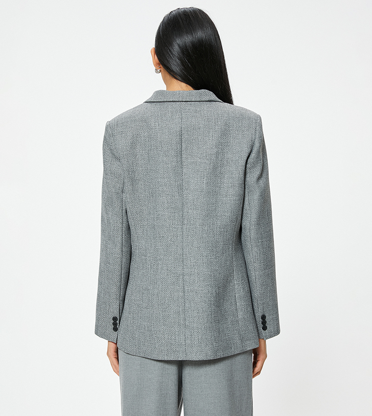 Solid Lapel Collar Blazer