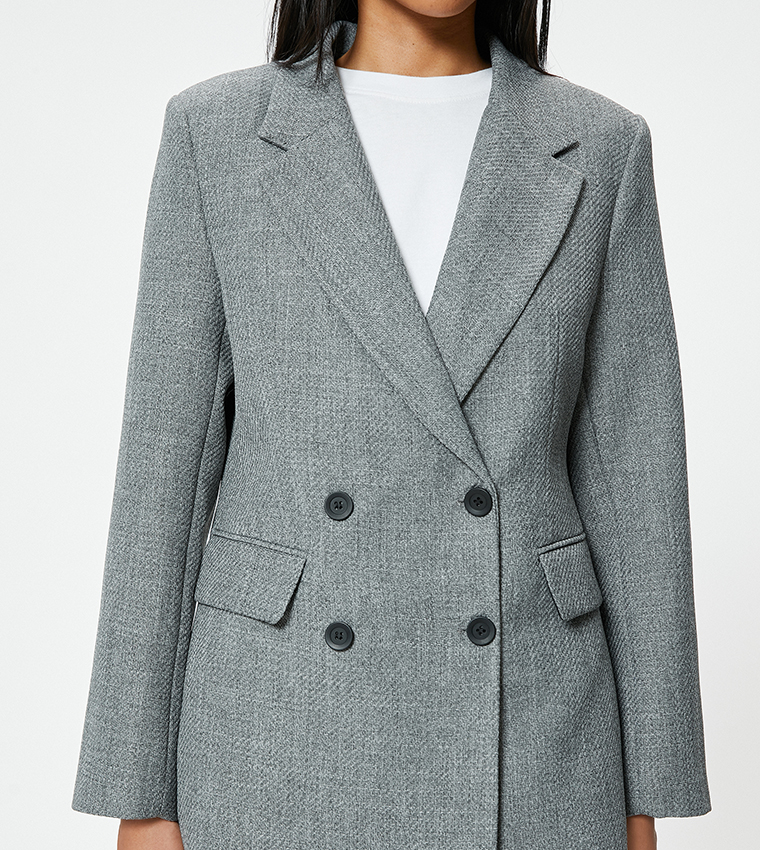 Solid Lapel Collar Blazer