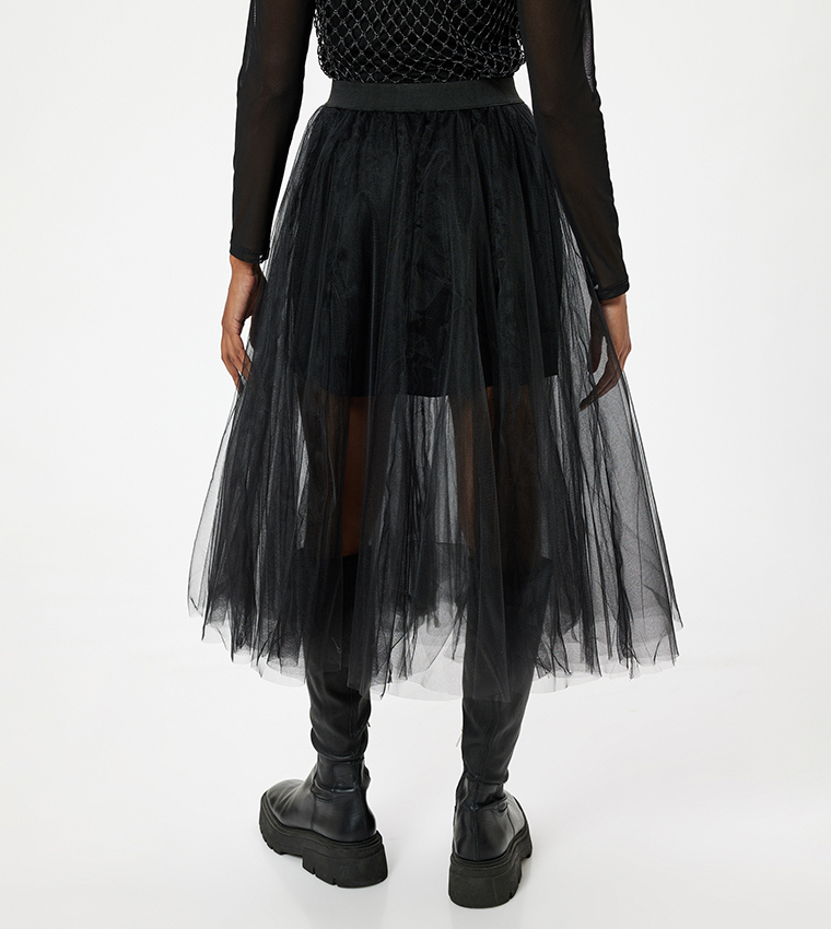 Shimmer Tulle Midi Skirt