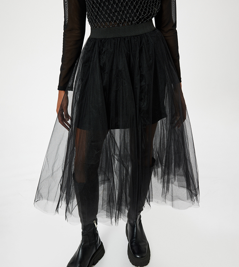 Shimmer Tulle Midi Skirt