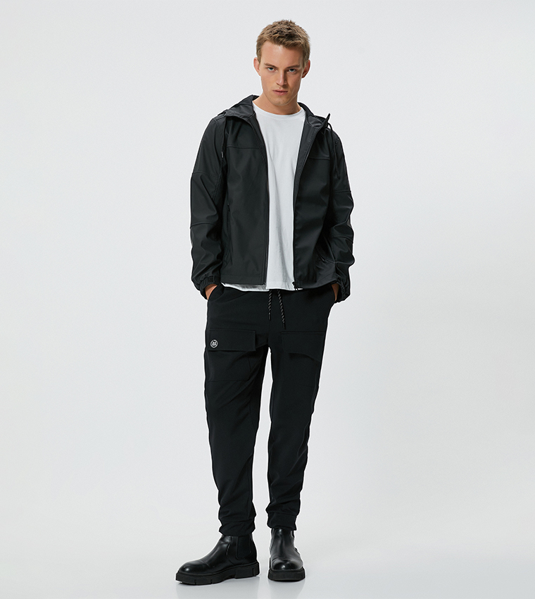 Solid Slim Fit Hooded Jacket