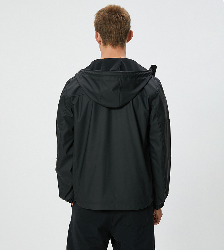 Solid Slim Fit Hooded Jacket