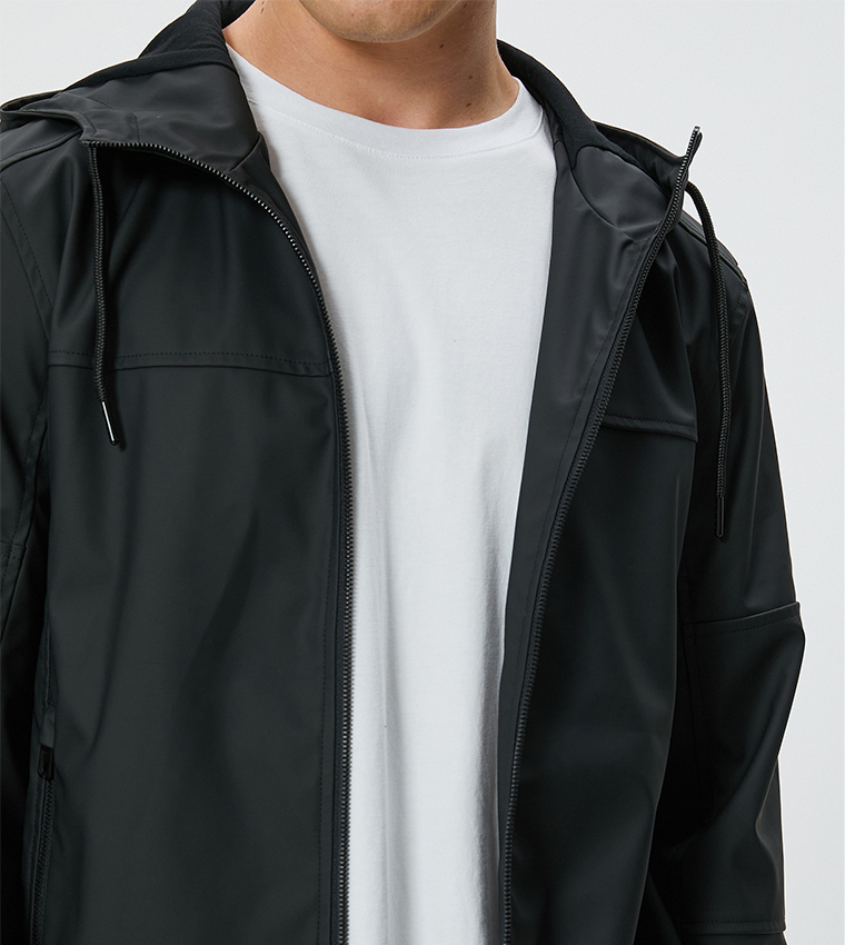 Solid Slim Fit Hooded Jacket