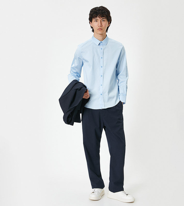 Solid Long Sleeves Slim Fit Shirt