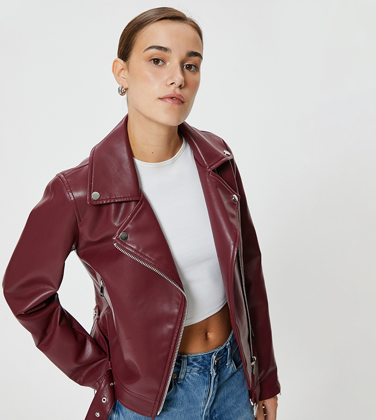 Longer length faux leather jacket best sale