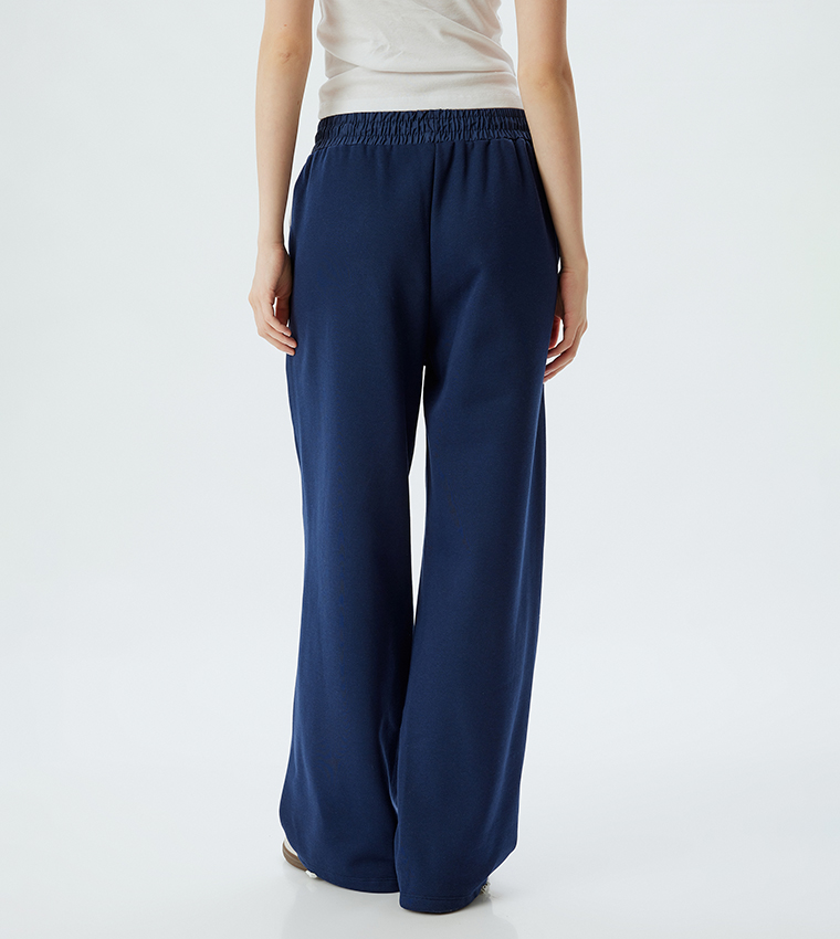 Buy Koton Solid Wide Leg Sweatpants In Navy 6thStreet UAE