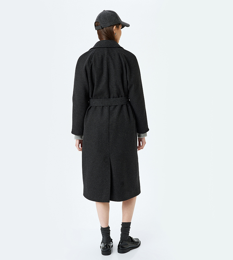 Belted Long Sleeves Midi Coat