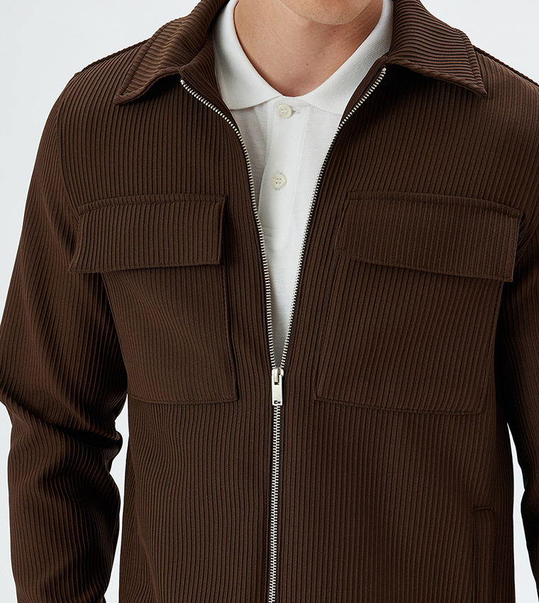 Buy Koton Corduroy Zip Through Shacket In Brown 6thStreet Saudi