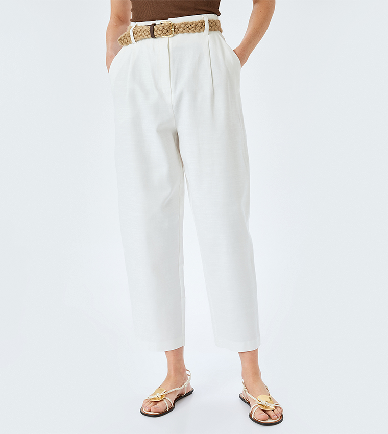 Solid Carrot Fit Trousers