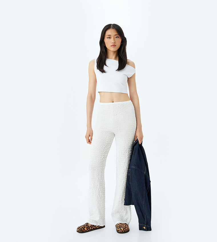 Textured Wide Leg Pants