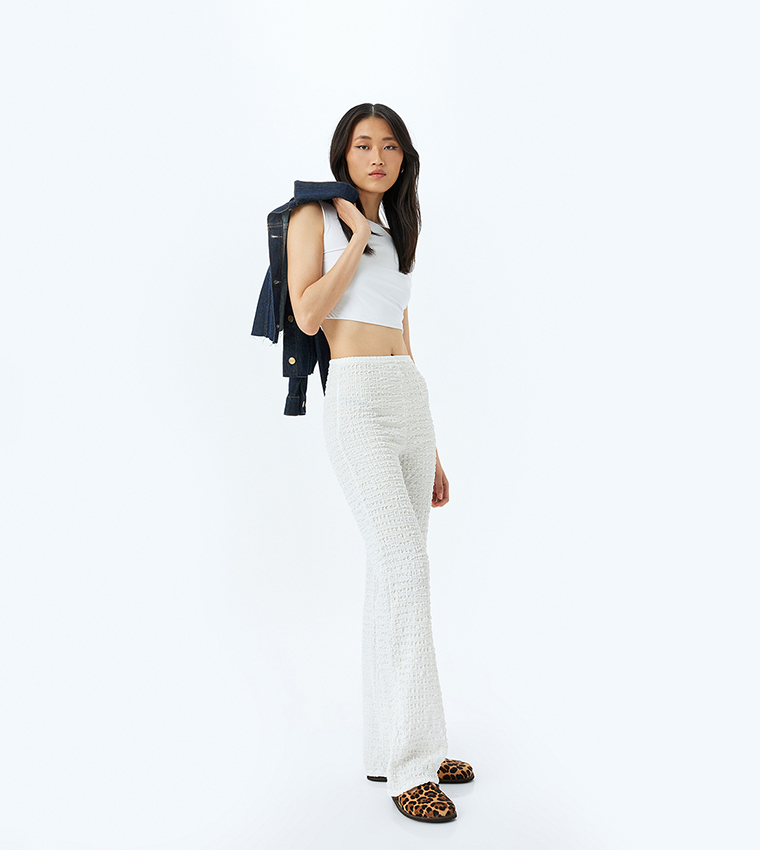 Textured Wide Leg Pants