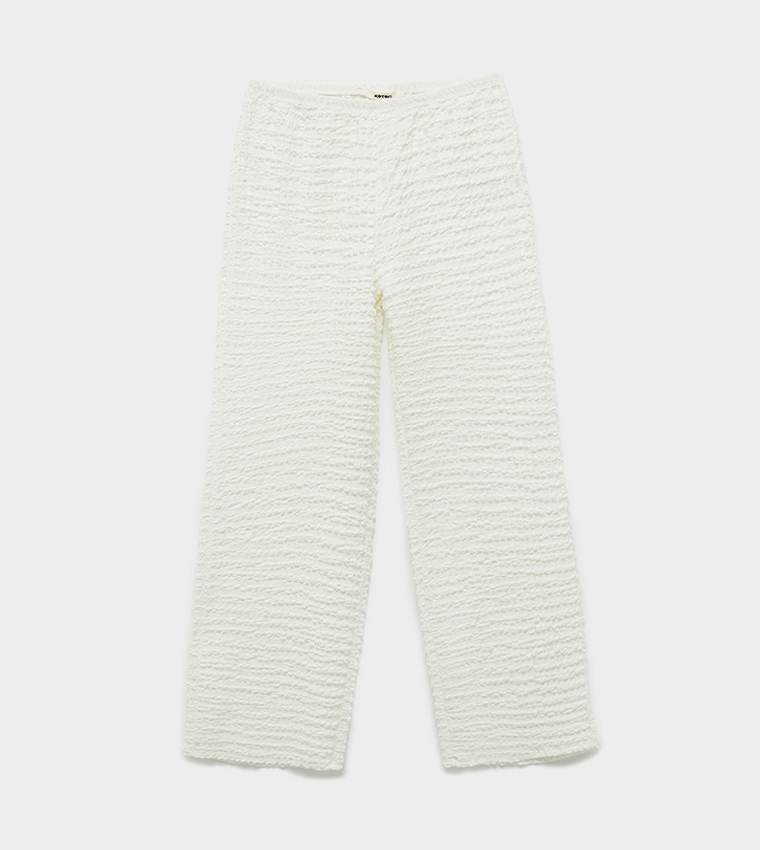 Textured Wide Leg Pants