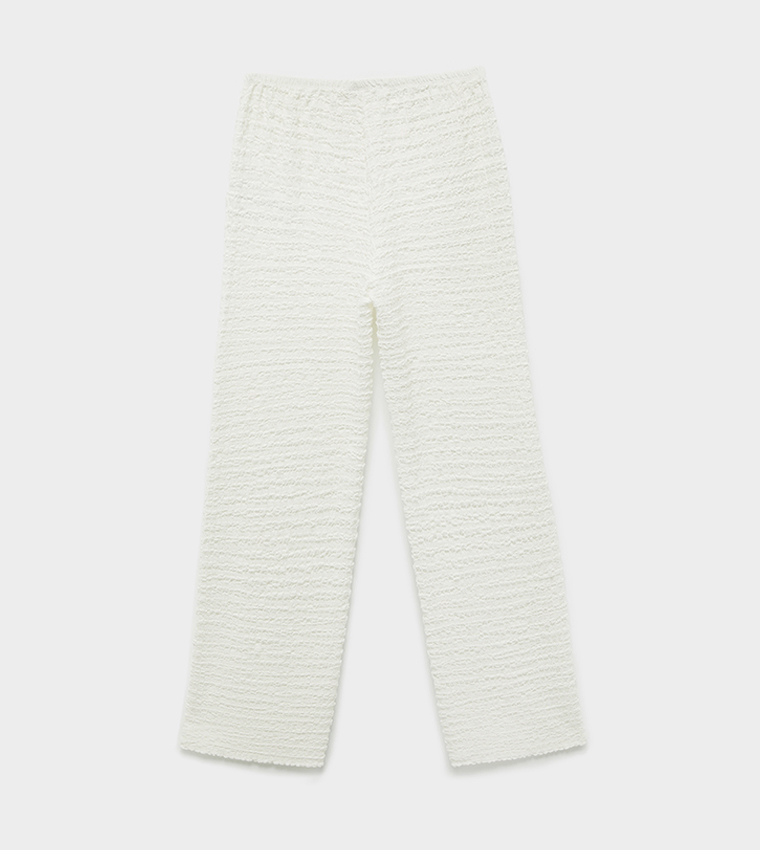 Textured Wide Leg Pants