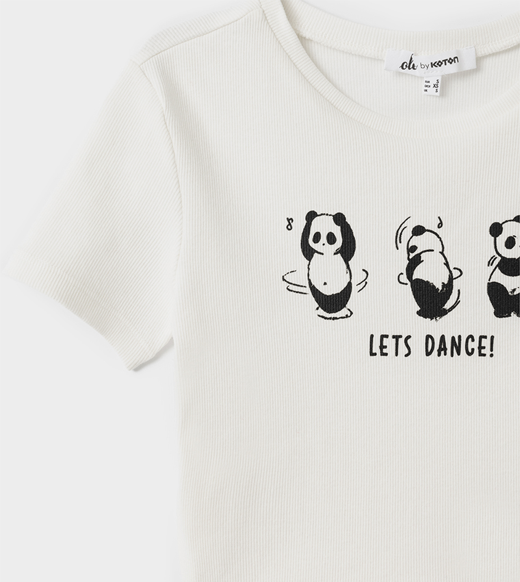 Printed Crew Neck Crop T-Shirt