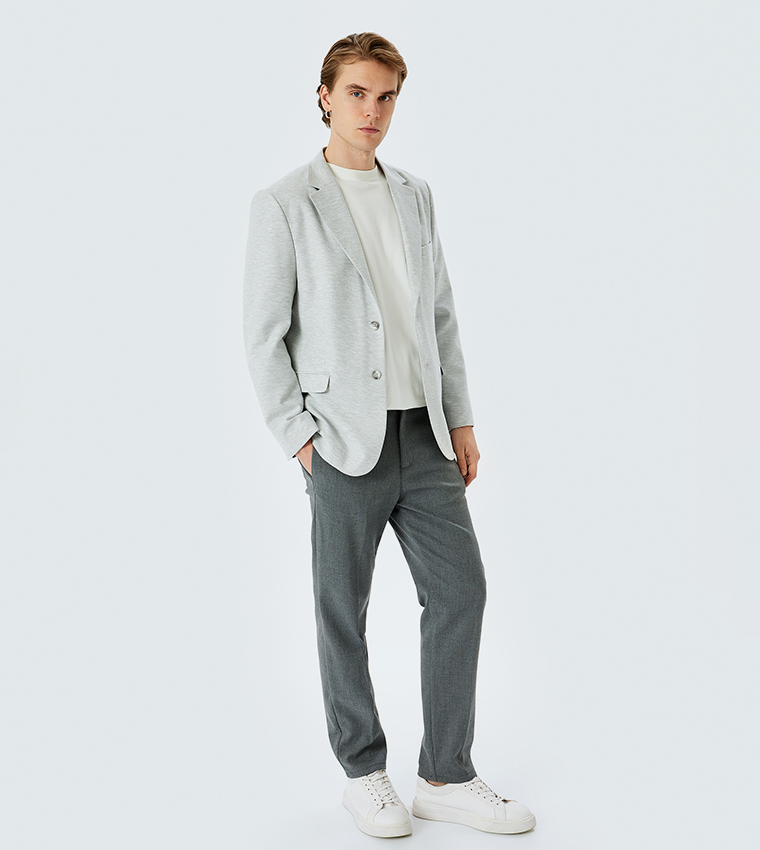 Solid Lapel Collar Blazer