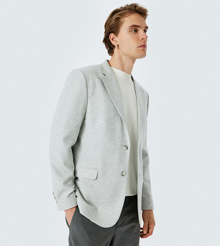 Solid Lapel Collar Blazer