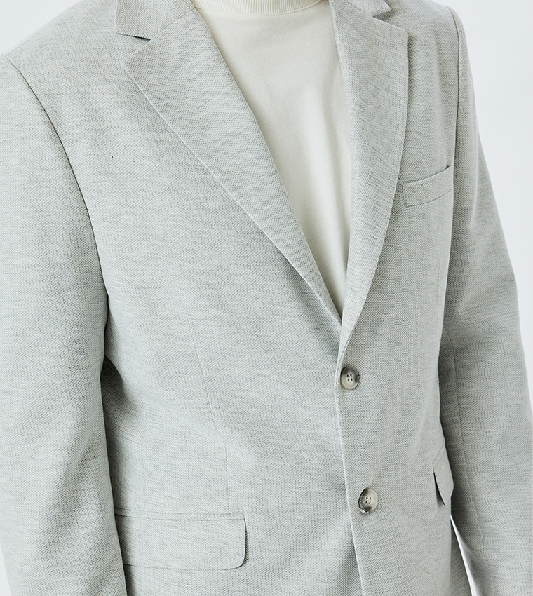 Solid Lapel Collar Blazer