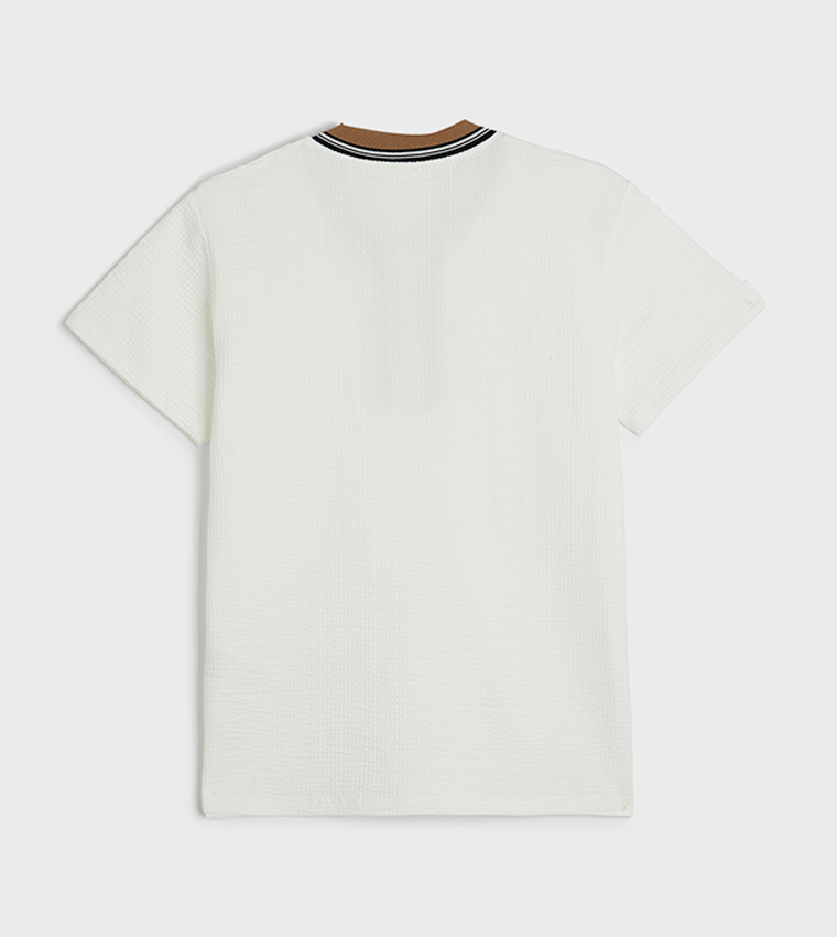 Contrast Tipping Stand Collar T-Shirt