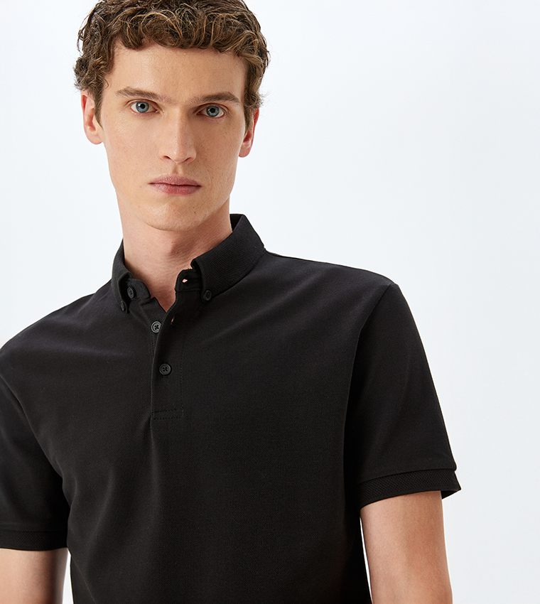 Textured Short Sleeves Polo T-Shirt