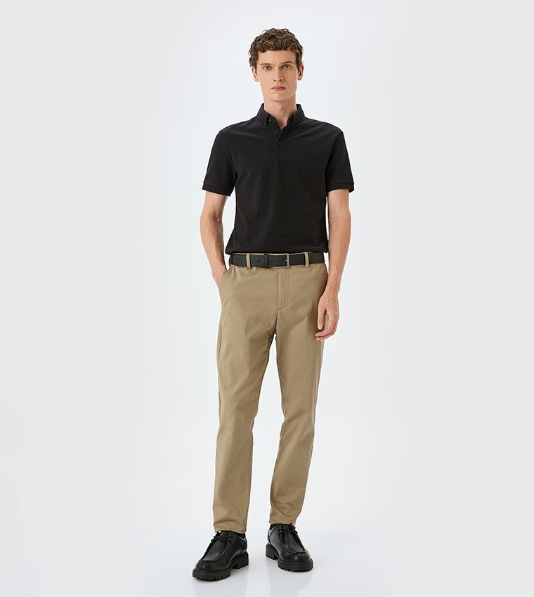 Textured Short Sleeves Polo T-Shirt