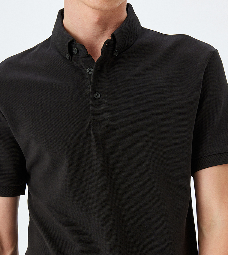 Textured Short Sleeves Polo T-Shirt