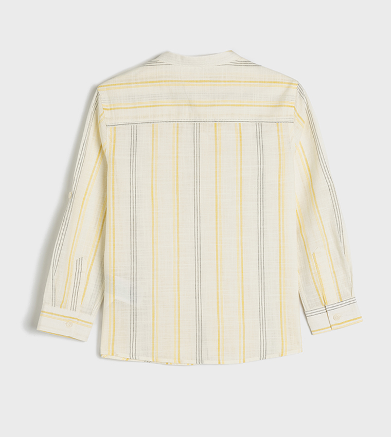 Striped Mandarin Collar Shirt