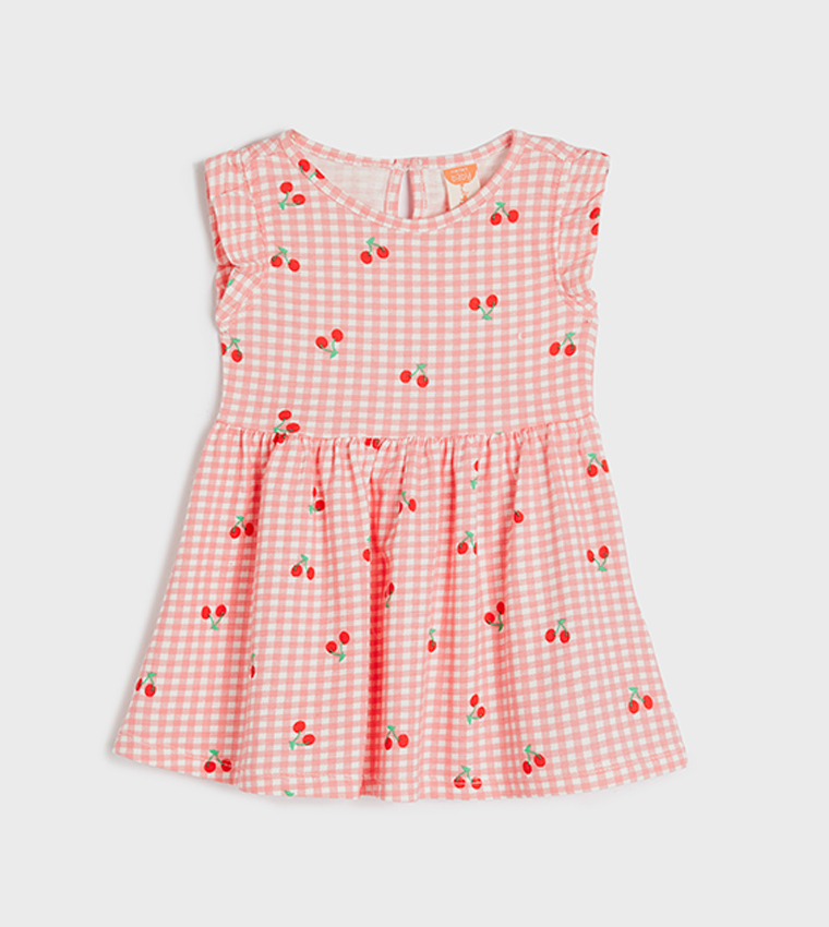 Printed Crew Neck Cotton Dress