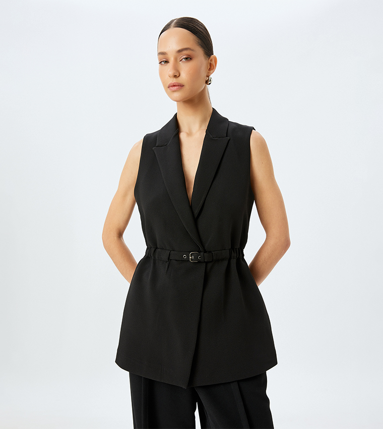 Solid Lapel Collar Vest