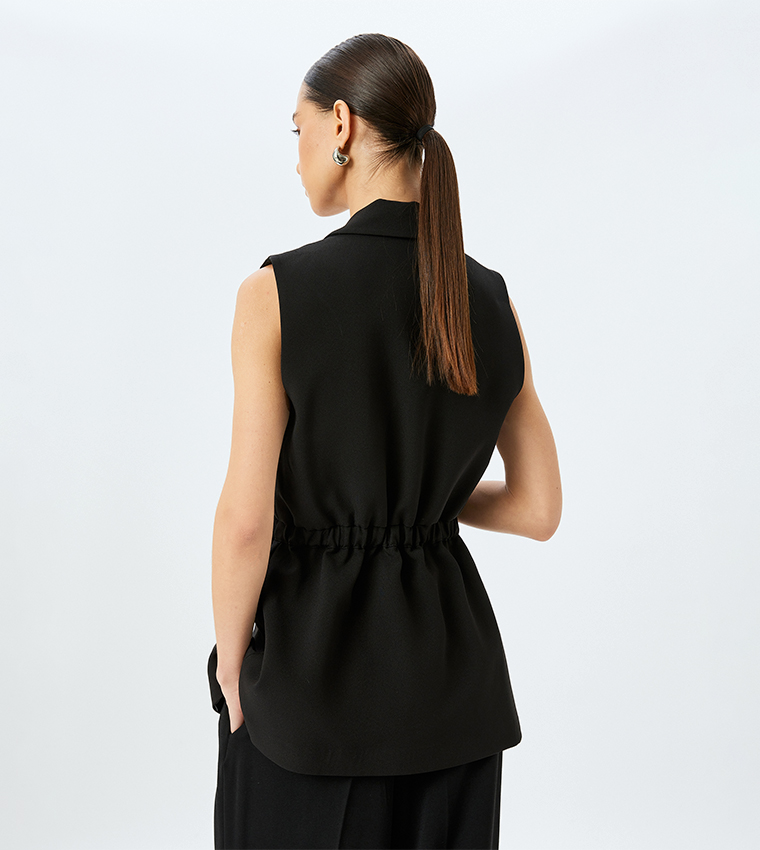 Solid Lapel Collar Vest