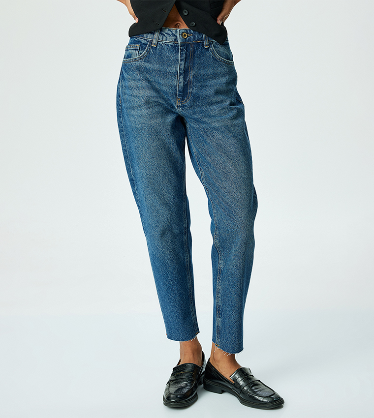 Washed High-Rise Mom Fit Jeans