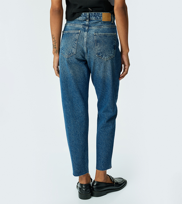 Washed High-Rise Mom Fit Jeans