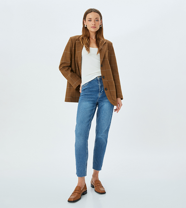 Washed High-Rise Mom Fit Jeans