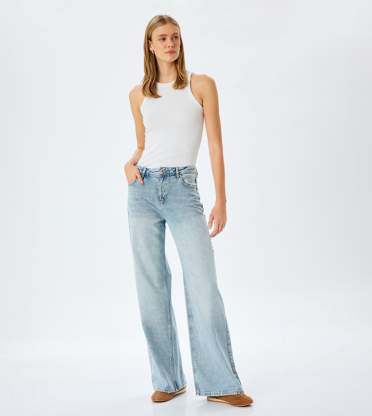 Washed Straight Fit Jeans