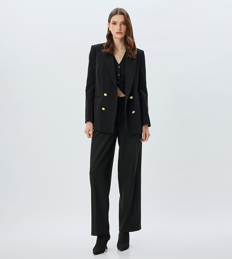 Pleat Detail Straight Fit Trousers
