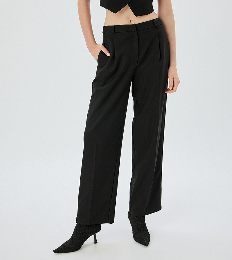 Pleat Detail Straight Fit Trousers
