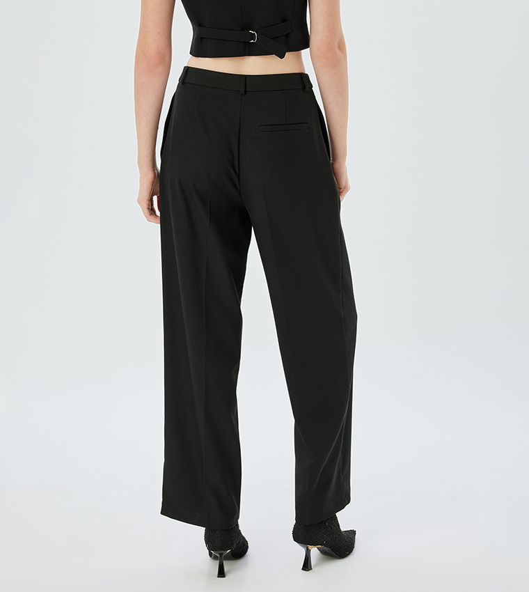 Pleat Detail Straight Fit Trousers