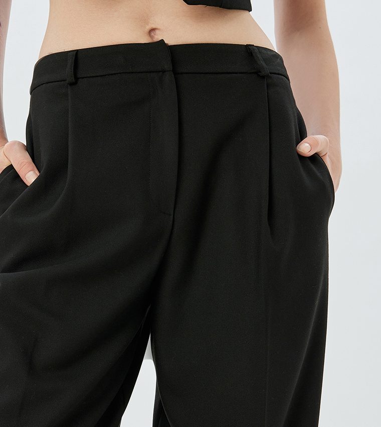 Pleat Detail Straight Fit Trousers