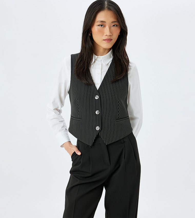 Striped V-Neck Vest
