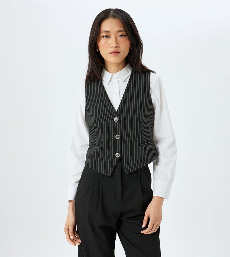 Striped V-Neck Vest