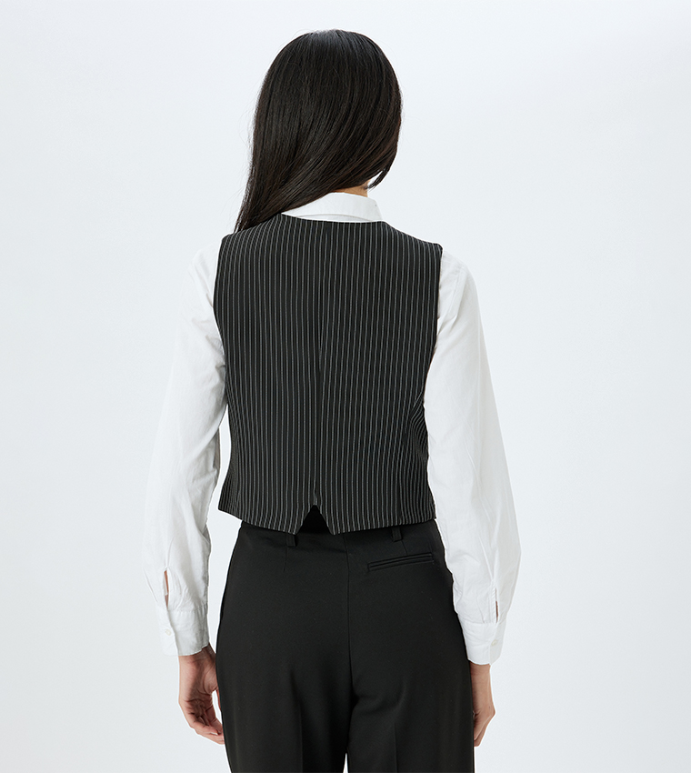Striped V-Neck Vest