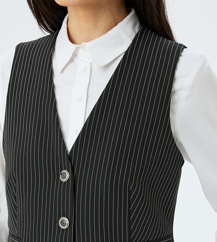 Striped V-Neck Vest