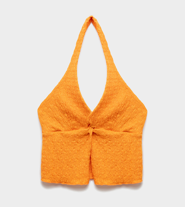 Textured Halterneck Crop Top