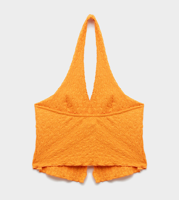Textured Halterneck Crop Top