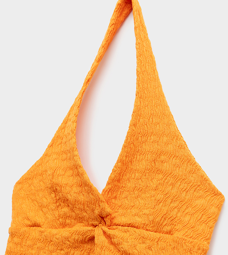 Textured Halterneck Crop Top