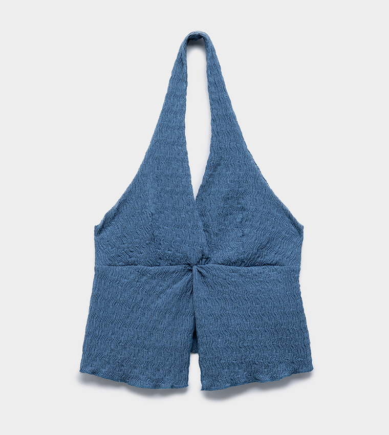 Textured Halterneck Crop Top