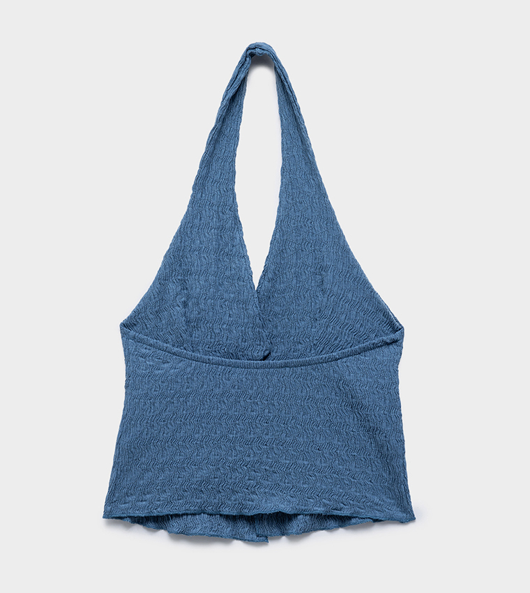 Textured Halterneck Crop Top