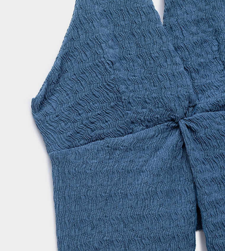 Textured Halterneck Crop Top