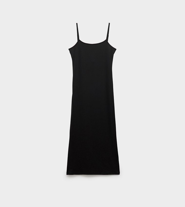 Solid Strappy Midi Dress