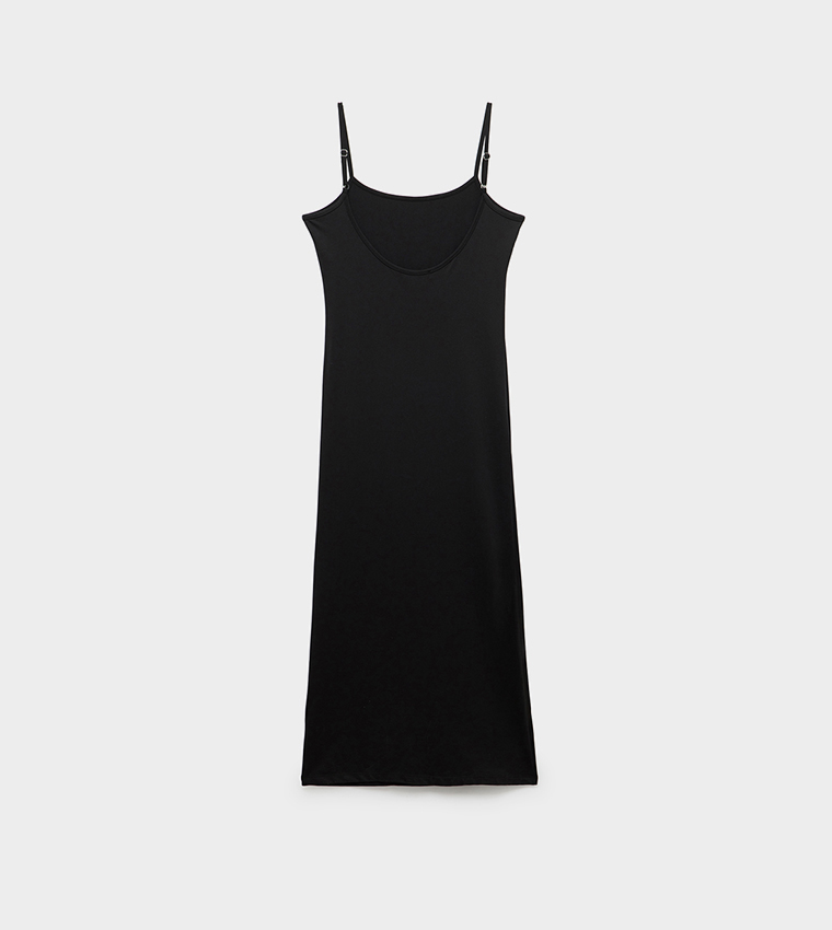 Solid Strappy Midi Dress