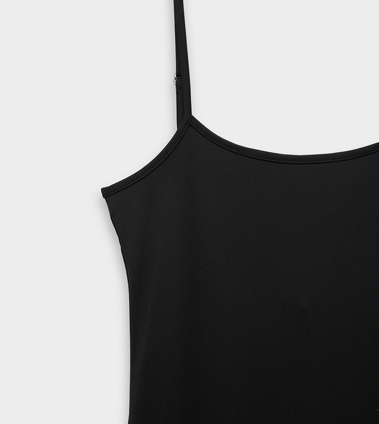 Solid Strappy Midi Dress